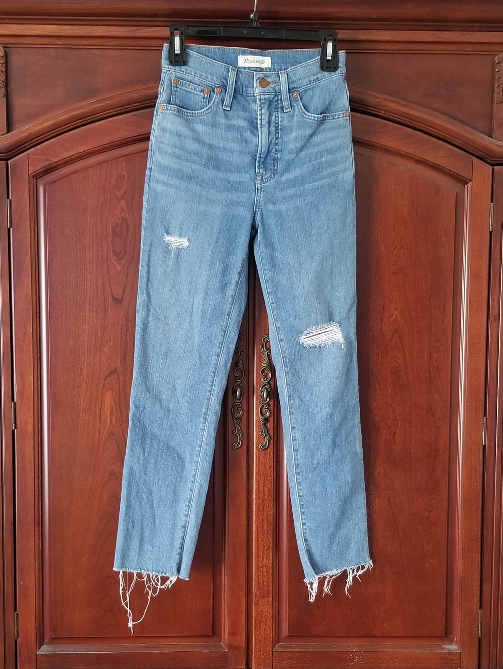 Madewell Perfect Vintage Straight Distressed Blue Jeans Size 23